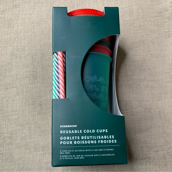 Starbucks Christmas Reusable 2019 Cold Cups 5 pack - Picture 4 of 4